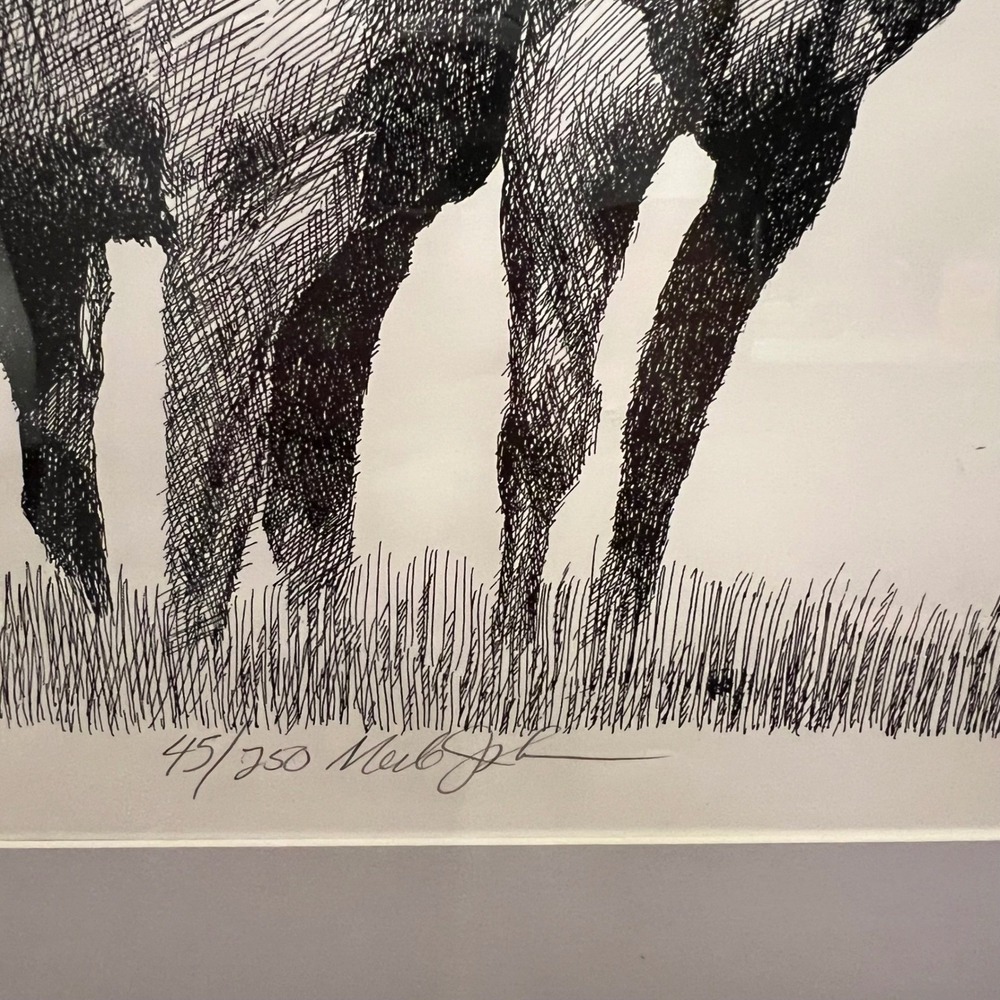 Merle Johnson  Horse Etching 45/250 Western Ranch Equestrian Framed Art - Picture 8 of 9